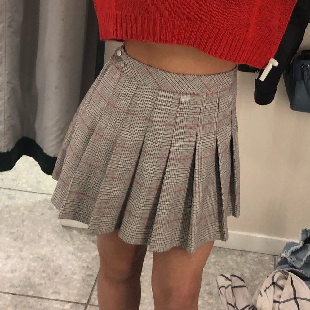 High-Waisted Plaid Skirt